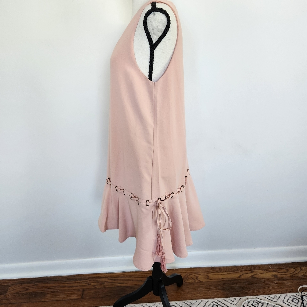 Sugar + Lips Loose Fit Sleeveless Ruffle Bottom Petal Pink Midi Dress Girlypop M - Picture 5 of 14